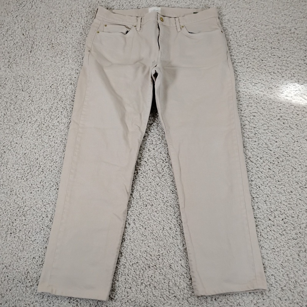 Sid Mashburn Jeans Mens 36x32 Beige Clift Straight Denim Preppy Designer Zip